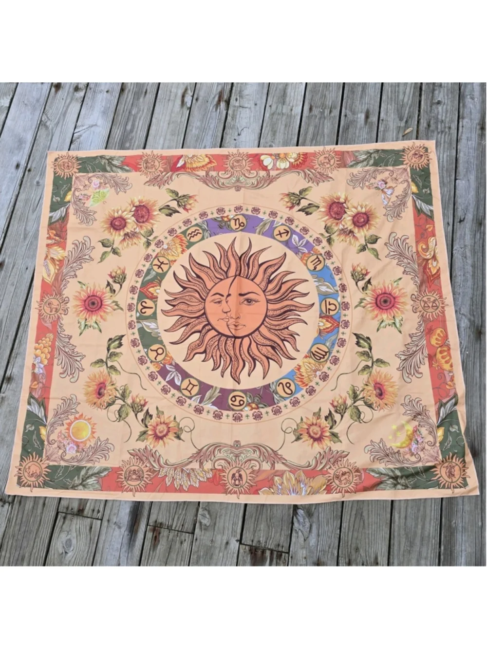 Sun Zodiac Astrology Signs Fabric Panel 58x51 Wall Decor Table Cloth Hone Decor